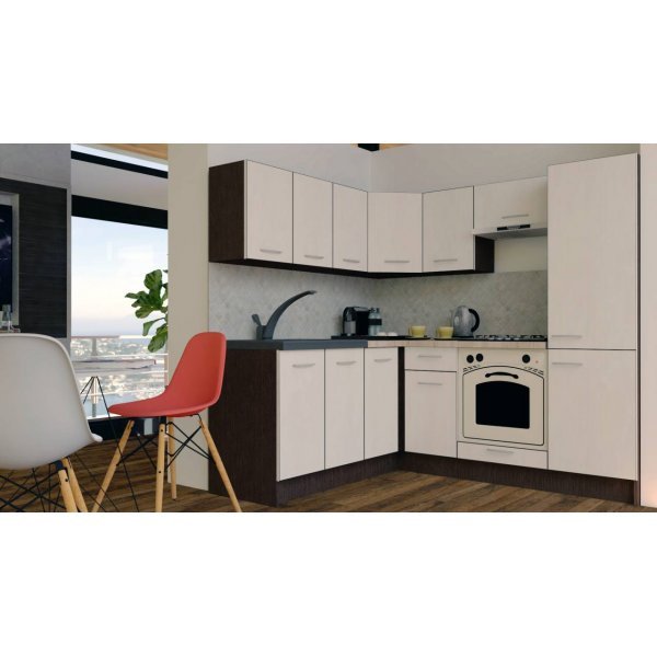 Bucatarie de Colt GENA NEW 7 ST. 180-210, Cu Corp de Cuptor, Wenge / Decor 8508