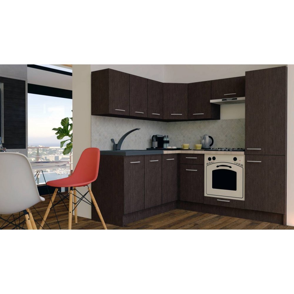 Bucatarie de Colt GENA NEW 7 ST. 180-210, Cu Corp de Cuptor, Wenge / Decor 8548