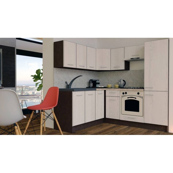 Bucatarie de Colt GENA NEW 7 ST. 180-210, Cu Corp de Cuptor, Wenge / Decor K010