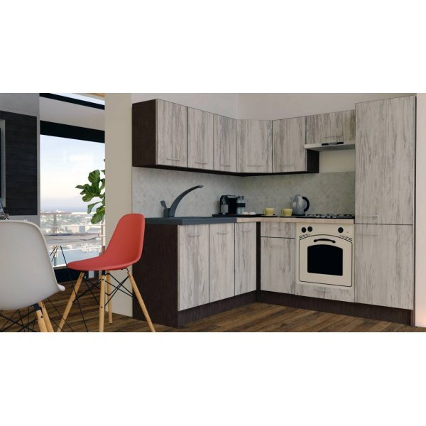 Bucatarie de Colt GENA NEW 7 ST. 180-210, Cu Corp de Cuptor, Wenge / Decor K084