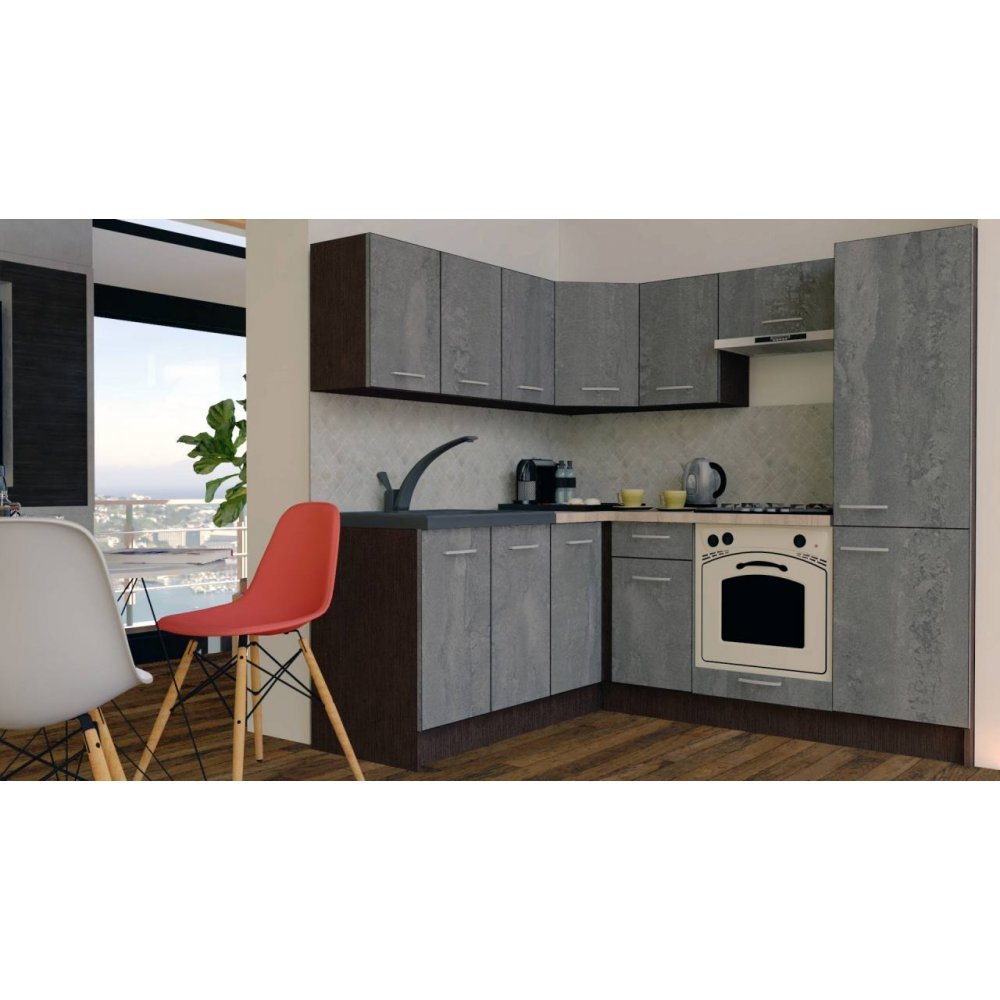 Bucatarie de Colt GENA NEW 7 ST. 180-210, Cu Corp de Cuptor, Wenge / Decor K352