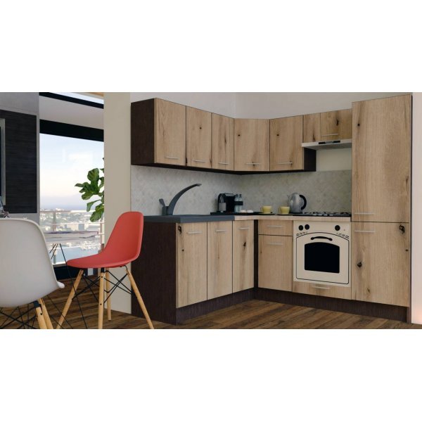 Bucatarie de Colt GENA NEW 7 ST. 180-210, Cu Corp de Cuptor, Wenge / Decor K365