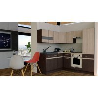 Bucatarie de Colt GENA NEW 7 ST. 180-210, Cu Corp de Cuptor, Wenge / Stejar Sonoma