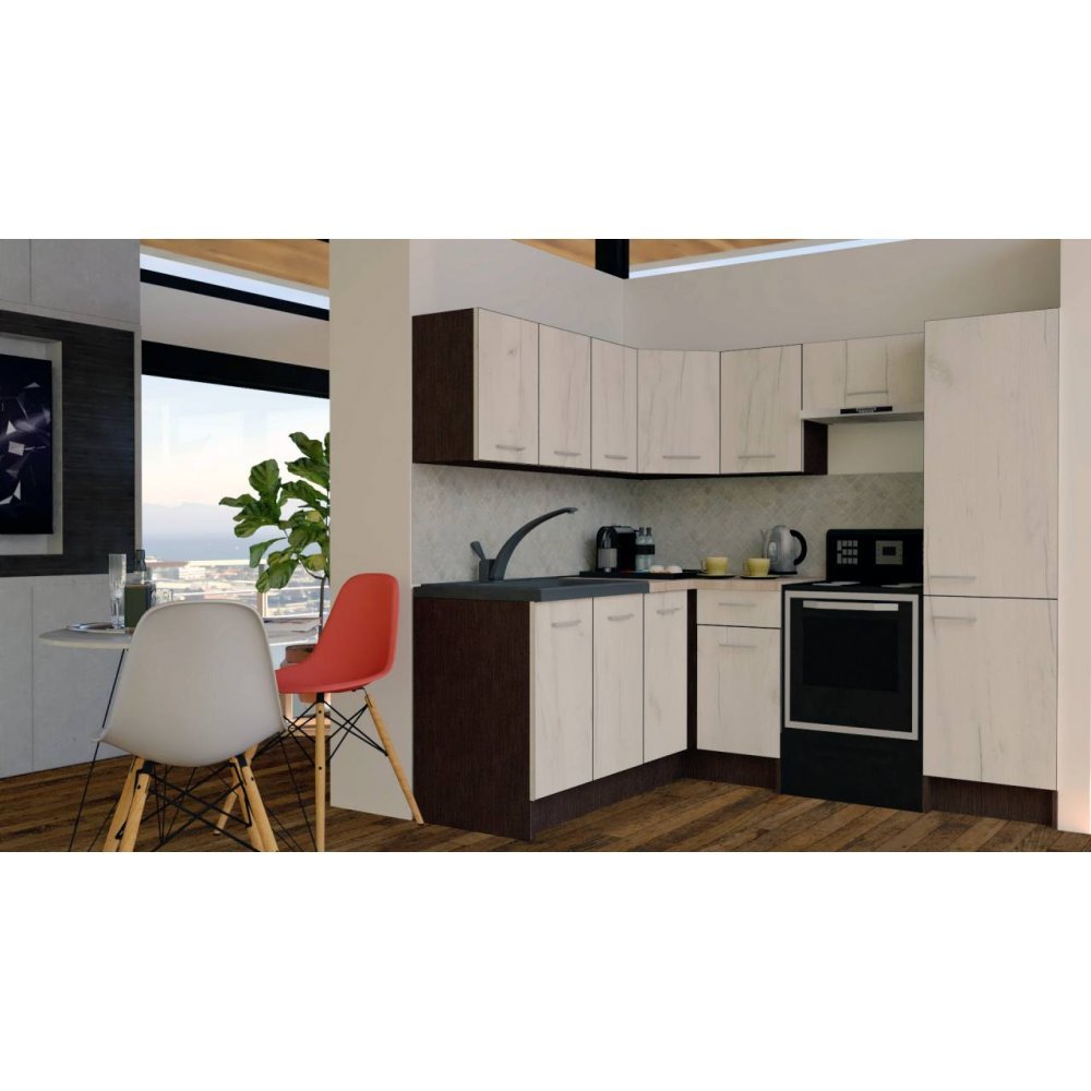 Bucatarie de Colt GENA NEW 8 ST. 180-210, Fara Corp de Cuptor, Wenge / Decor K001