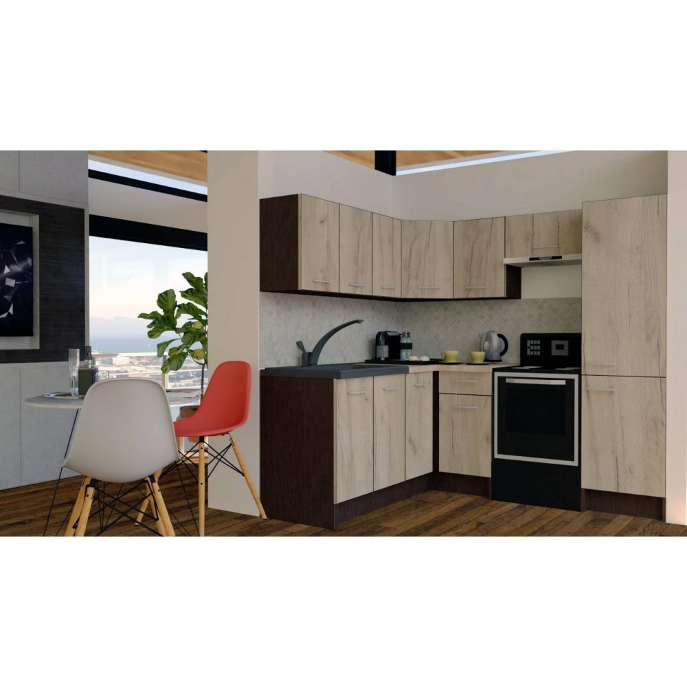 Bucatarie de Colt GENA NEW 8 ST. 180-210, Fara Corp de Cuptor, Wenge / Decor K002