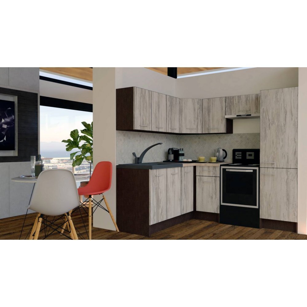 Bucatarie de Colt GENA NEW 8 ST. 180-210, Fara Corp de Cuptor, Wenge / Decor K084