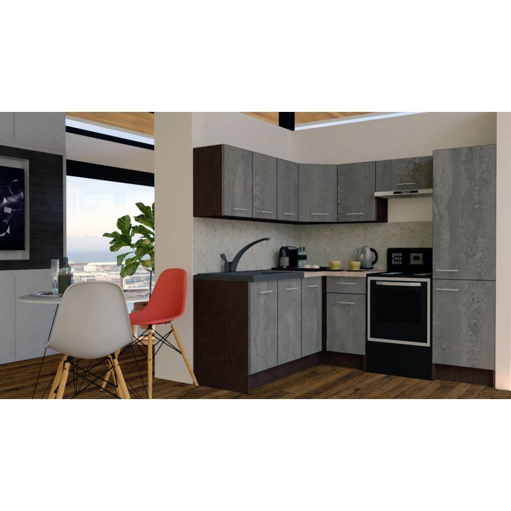 Bucatarie de Colt GENA NEW 8 ST. 180-210, Fara Corp de Cuptor, Wenge / Decor K352