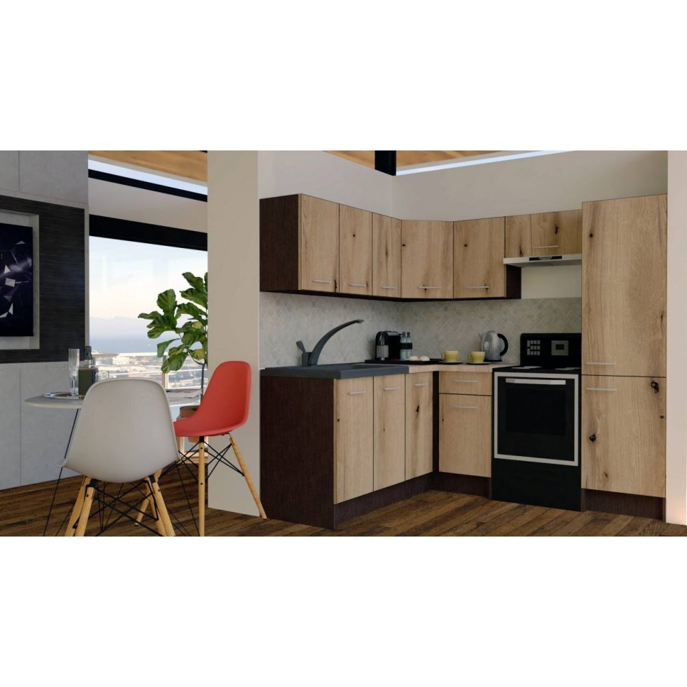 Bucatarie de Colt GENA NEW 8 ST. 180-210, Fara Corp de Cuptor, Wenge / Decor K365
