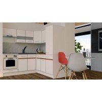 Bucatarie de Colt GENA NEW 9 DR. 190-200, Cu Corp de Cuptor, Alb / Alb Bucatarie de Colt GENA NEW 9 DR. 190-200, Cu Corp de Cuptor, Alb / Alb