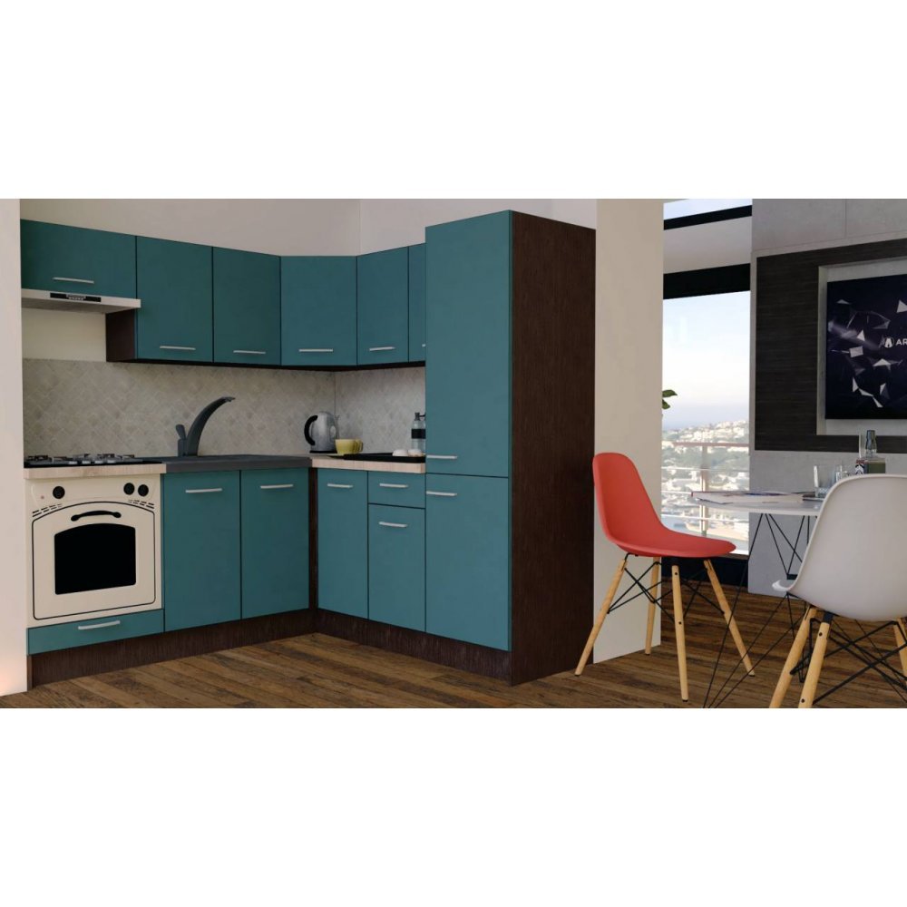 Bucatarie de Colt GENA NEW 9 DR. 190-200, Cu Corp de Cuptor, Wenge / Decor 0244