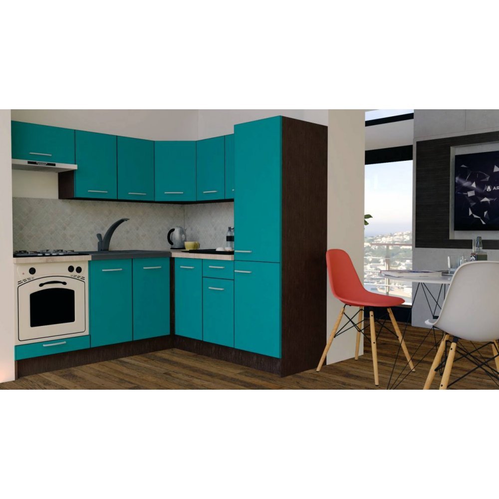 Bucatarie de Colt GENA NEW 9 DR. 190-200, Cu Corp de Cuptor, Wenge / Decor 0245