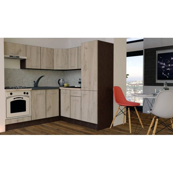 Bucatarie de Colt GENA NEW 9 DR. 190-200, Cu Corp de Cuptor, Wenge / Decor K002