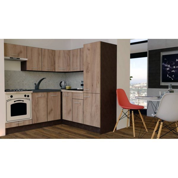 Bucatarie de Colt GENA NEW 9 DR. 190-200, Cu Corp de Cuptor, Wenge / Decor K004