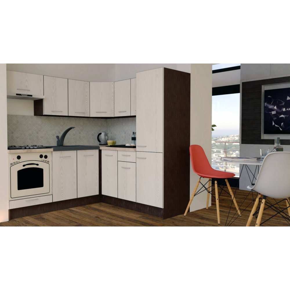 Bucatarie de Colt GENA NEW 9 DR. 190-200, Cu Corp de Cuptor, Wenge / Decor K010