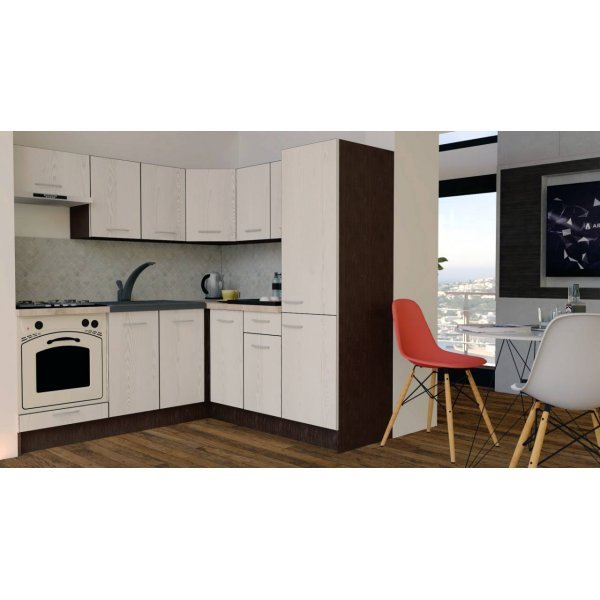 Bucatarie de Colt GENA NEW 9 DR. 190-200, Cu Corp de Cuptor, Wenge / Decor K010