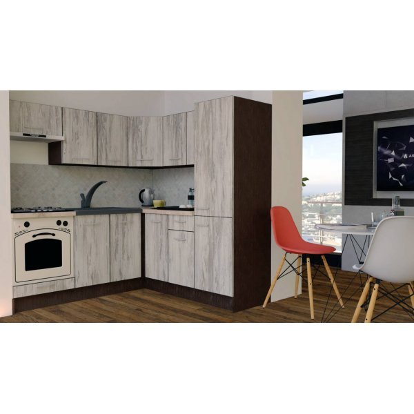 Bucatarie de Colt GENA NEW 9 DR. 190-200, Cu Corp de Cuptor, Wenge / Decor K084