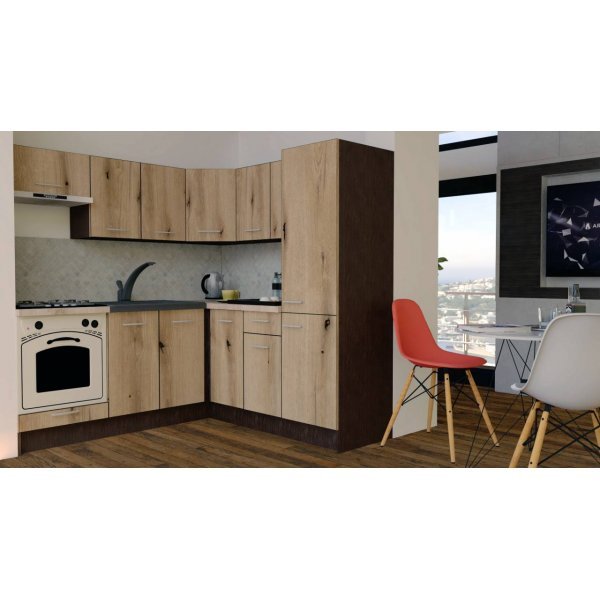 Bucatarie de Colt GENA NEW 9 DR. 190-200, Cu Corp de Cuptor, Wenge / Decor K365