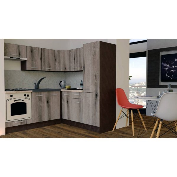 Bucatarie de Colt GENA NEW 9 DR. 190-200, Cu Corp de Cuptor, Wenge / Decor K366