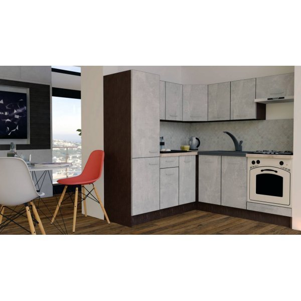 Bucatarie de Colt GENA NEW 9 ST 190-200, Cu Corp de Cuptor, Wenge / Decor 4298