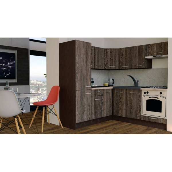 Bucatarie de Colt GENA NEW 9 ST. 190-200, Cu Corp de Cuptor, Wenge / Decor 7648