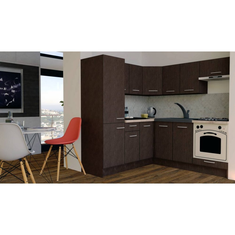 Bucatarie de Colt GENA NEW 9 ST. 190-200, Cu Corp de Cuptor, Wenge / Decor 8548
