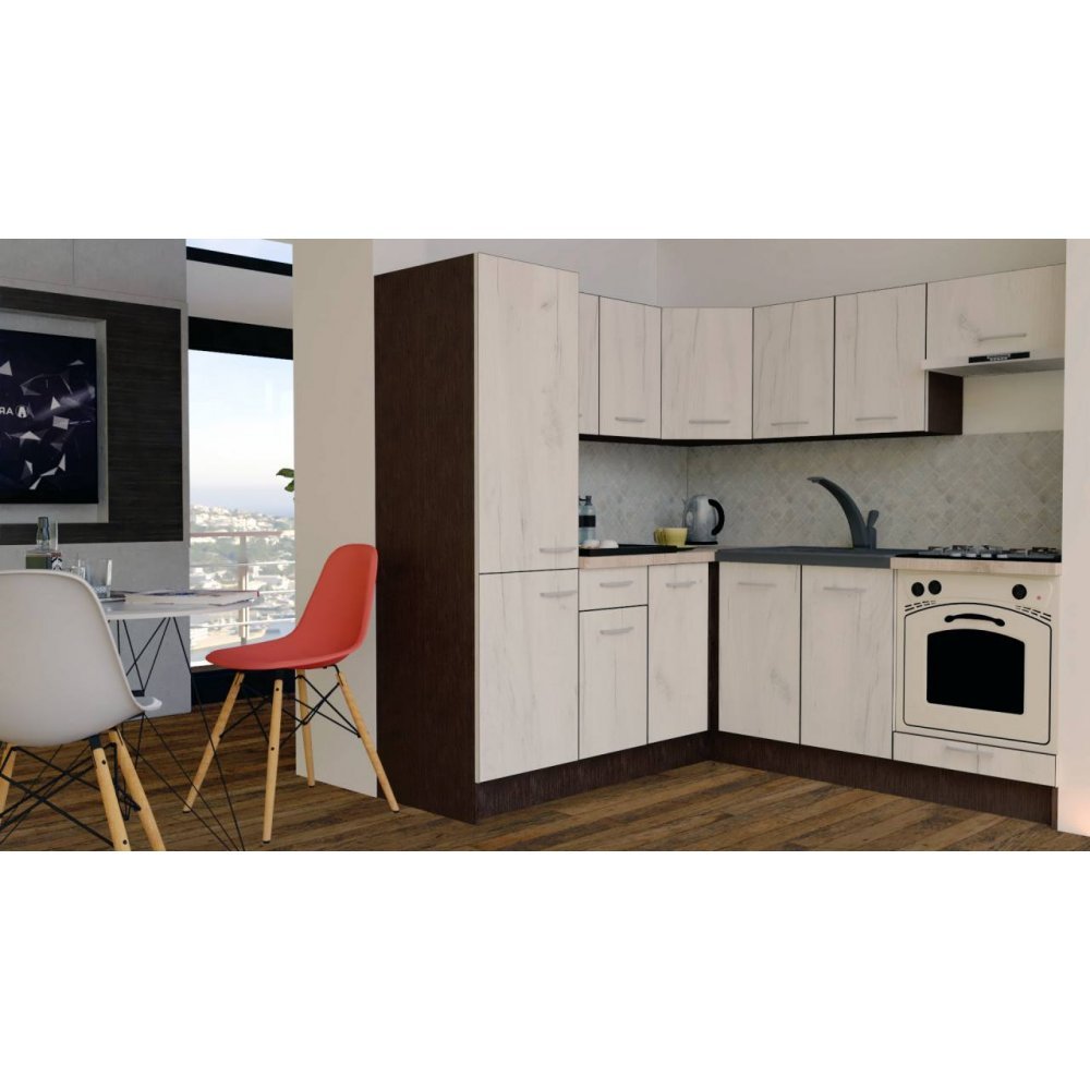 Bucatarie de Colt GENA NEW 9 ST. 190-200, Cu Corp de Cuptor, Wenge / Decor K001