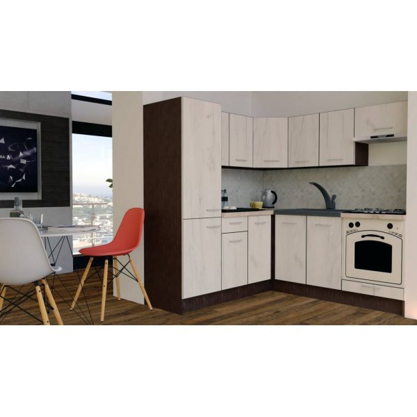 Bucatarie de Colt GENA NEW 9 ST. 190-200, Cu Corp de Cuptor, Wenge / Decor K001