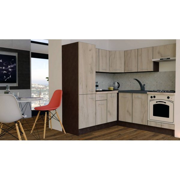 Bucatarie de Colt GENA NEW 9 ST. 190-200, Cu Corp de Cuptor, Wenge / Decor K002