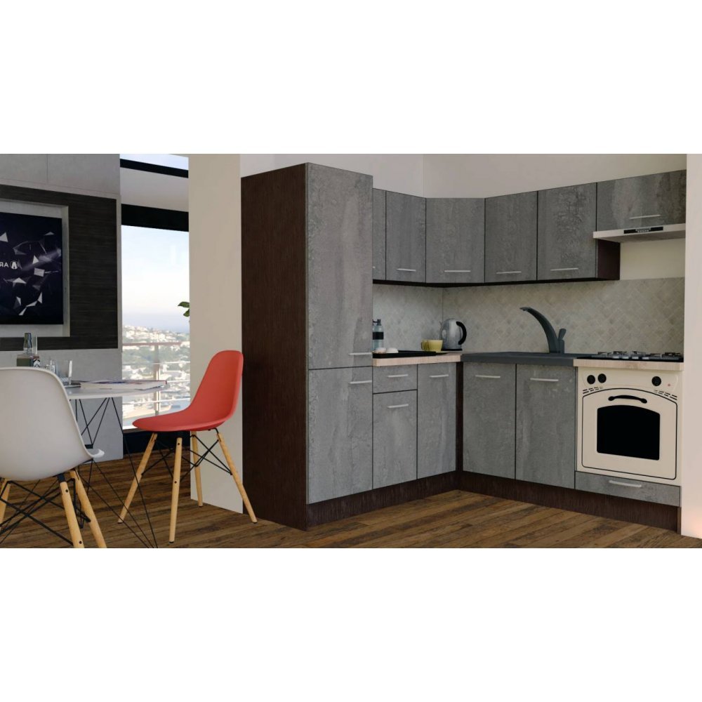 Bucatarie de Colt GENA NEW 9 ST. 190-200, Cu Corp de Cuptor, Wenge / Decor K352