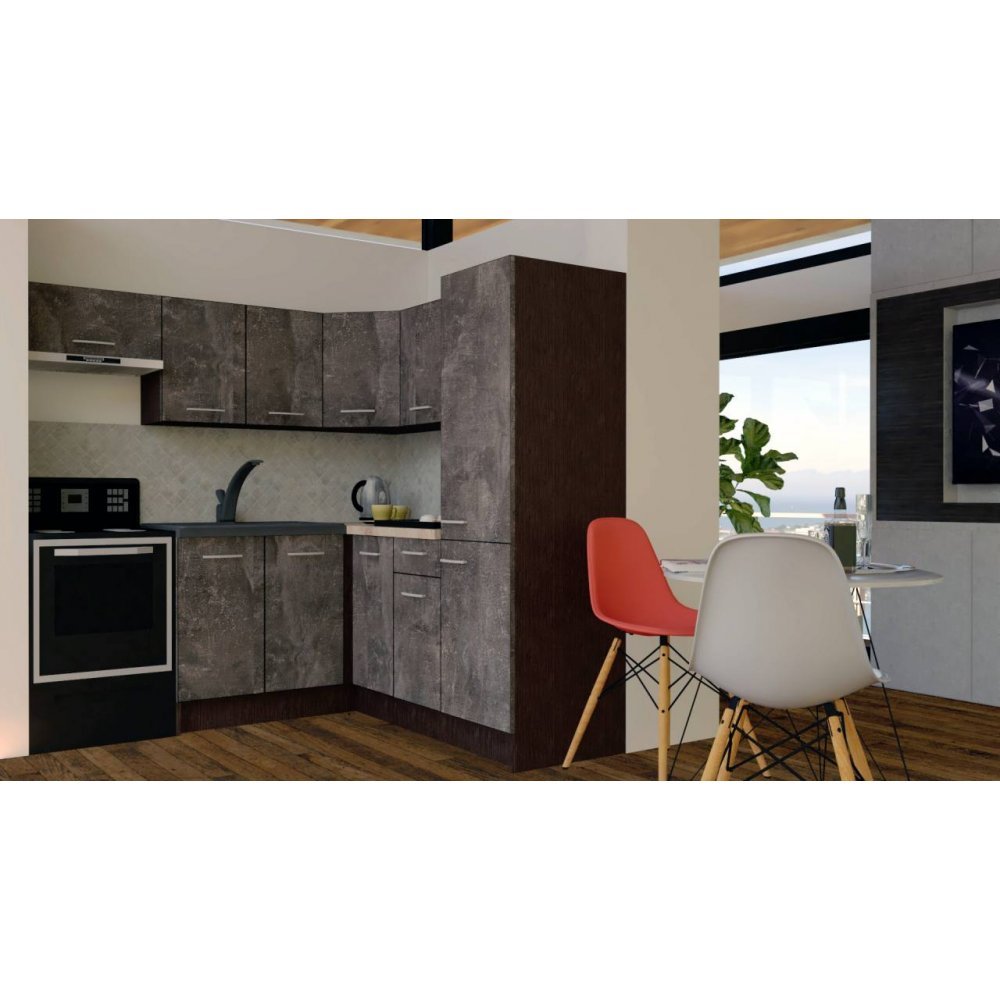 Bucatarie de Colt GENA NEW 10 DR. 190-200, Fara Corp de Cuptor, Wenge / Decor 4299