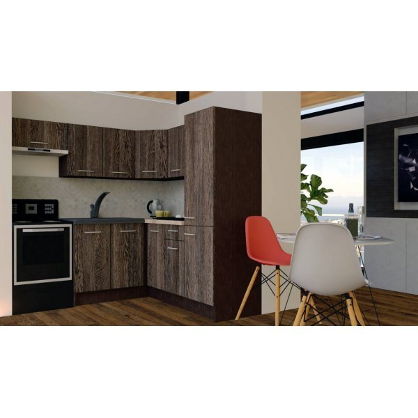 Bucatarie de Colt GENA NEW 10 DR. 190-200, Fara Corp de Cuptor, Wenge / Decor 7648