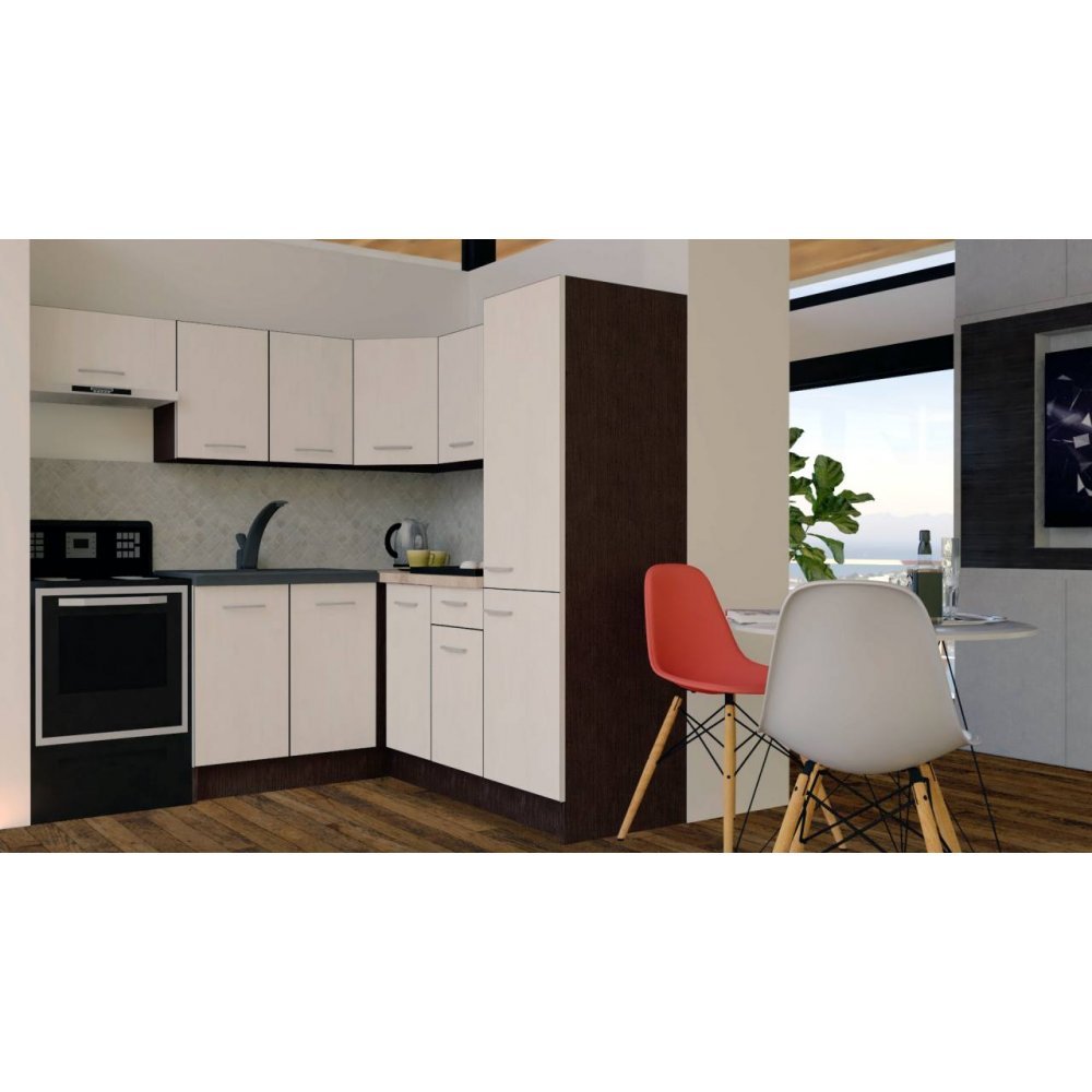 Bucatarie de Colt GENA NEW 10 DR. 190-200, Fara Corp de Cuptor, Wenge / Decor 8508