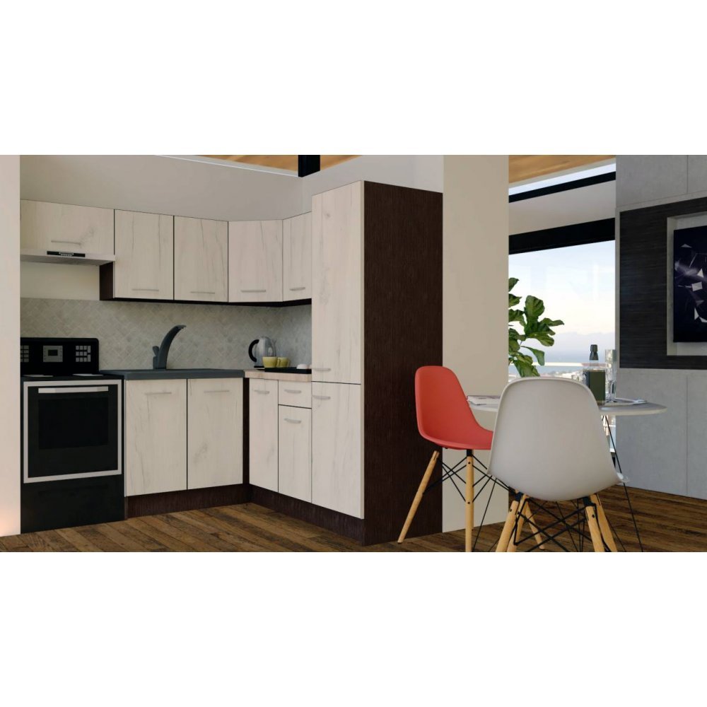Bucatarie de Colt GENA NEW 10 DR. 190-200, Fara Corp de Cuptor, Wenge / Decor K001