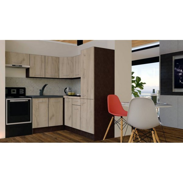 Bucatarie de Colt GENA NEW 10 DR. 190-200, Fara Corp de Cuptor, Wenge / Decor K002