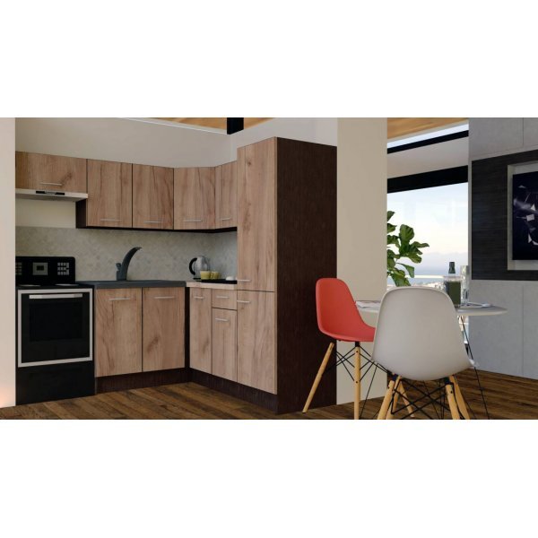 Bucatarie de Colt GENA NEW 10 DR. 190-200, Fara Corp de Cuptor, Wenge / Decor K004