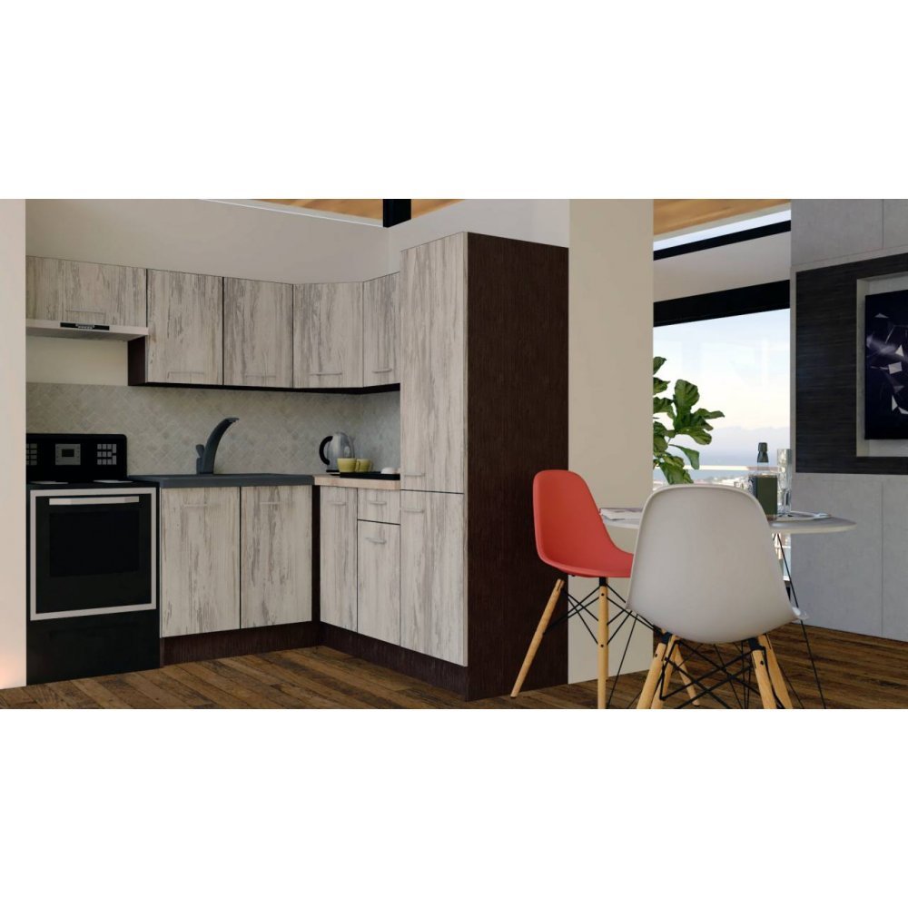 Bucatarie de Colt GENA NEW 10 DR. 190-200, Fara Corp de Cuptor, Wenge / Decor K084