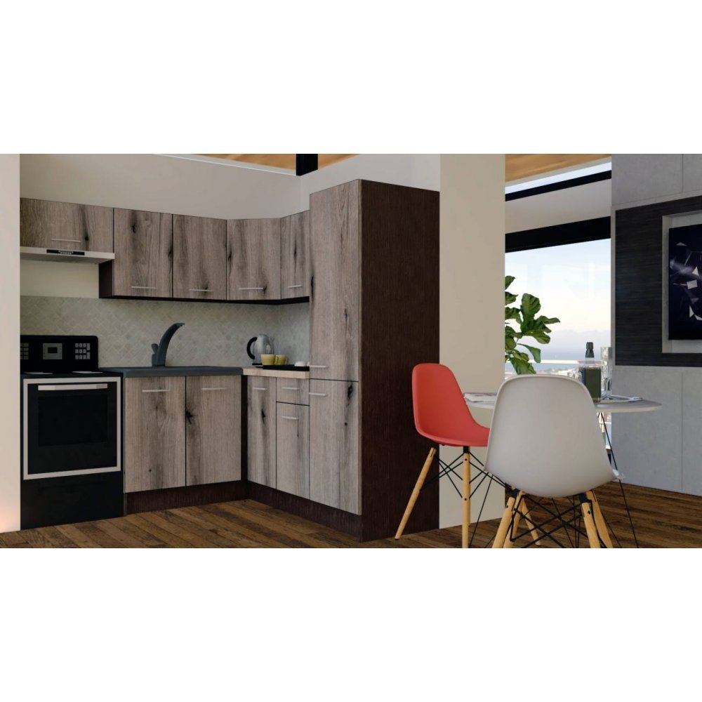 Bucatarie de Colt GENA NEW 10 DR. 190-200, Fara Corp de Cuptor, Wenge / Decor K366