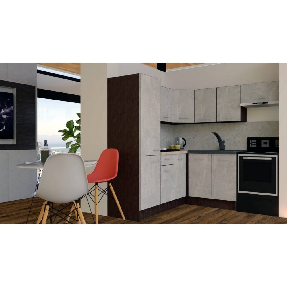 Bucatarie de Colt GENA NEW 10 ST. 190-200, Fara Corp de Cuptor, Wenge / Decor 4298 Bucatarie de Colt GENA NEW 10 ST. 190-200, Fara Corp de Cuptor, Wenge / Decor 4298