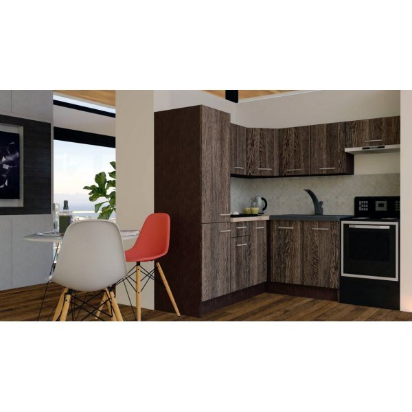 Bucatarie de Colt GENA NEW 10 ST. 190-200, Fara Corp de Cuptor, Wenge / Decor 7648