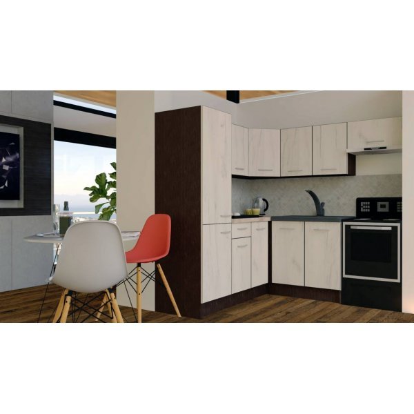 Bucatarie de Colt GENA NEW 10 ST. 190-200, Fara Corp de Cuptor, Wenge / Decor K001