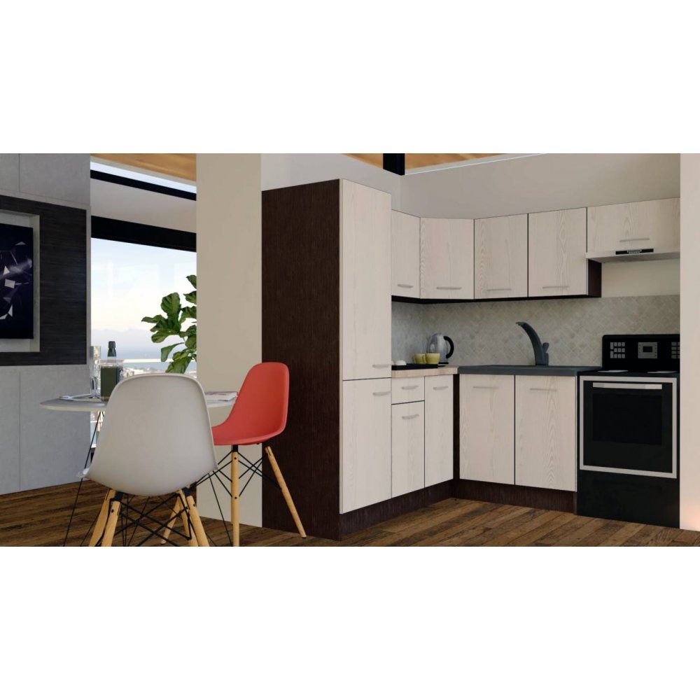 Bucatarie de Colt GENA NEW 10 ST. 190-200, Fara Corp de Cuptor, Wenge / Decor K010