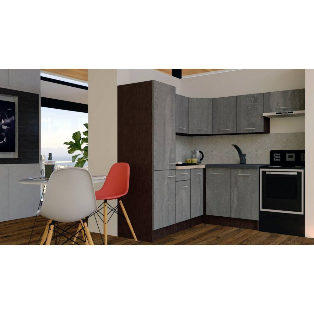 Bucatarie de Colt GENA NEW 10 ST. 190-200, Fara Corp de Cuptor, Wenge / Decor K352