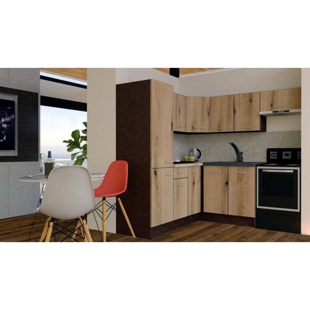 Bucatarie de Colt GENA NEW 10 ST. 190-200, Fara Corp de Cuptor, Wenge / Decor K365