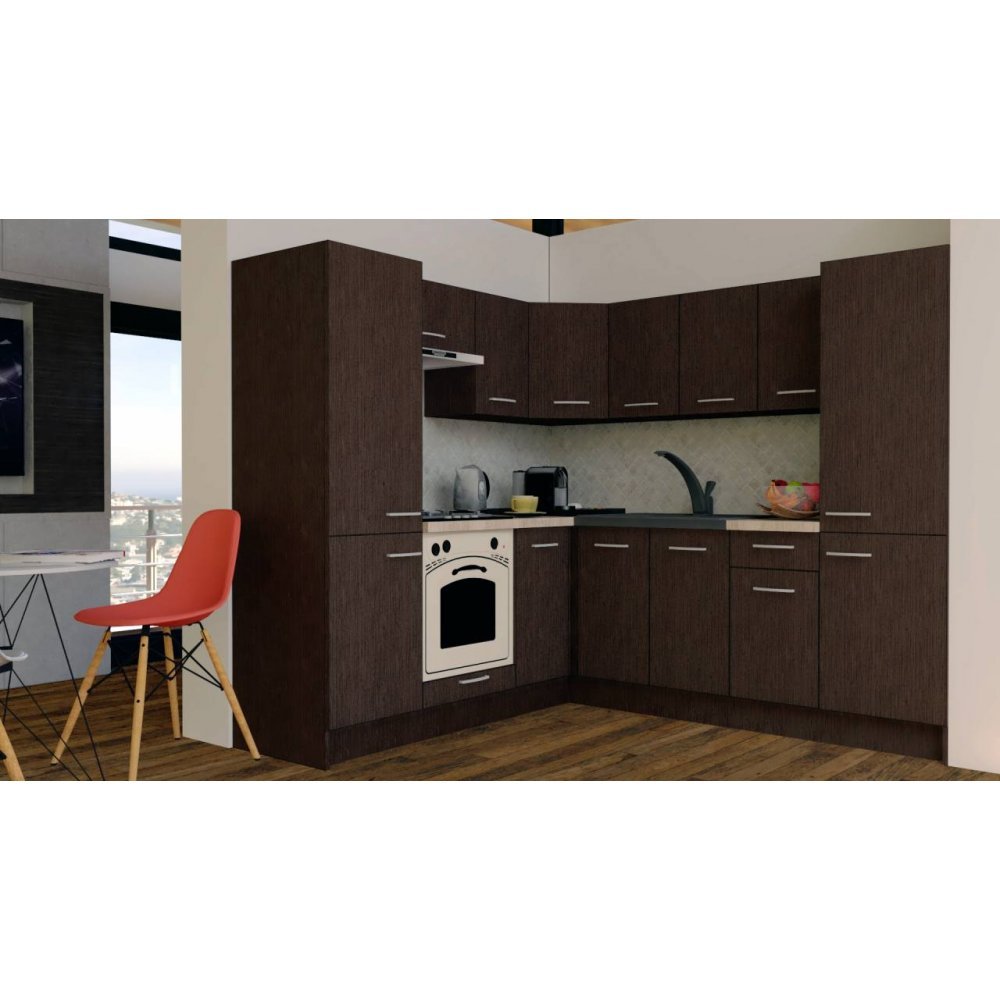 Bucatarie de Colt GENA NEW 11 ST. 210-230, Cu Corp de Cuptor, Wenge / Decor 8548 Bucatarie de Colt GENA NEW 11 ST. 210-230, Cu Corp de Cuptor, Wenge / Decor 8548