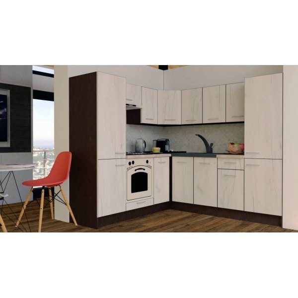 Bucatarie de Colt GENA NEW 11 ST. 210-230, Cu Corp de Cuptor, Wenge / Decor K001