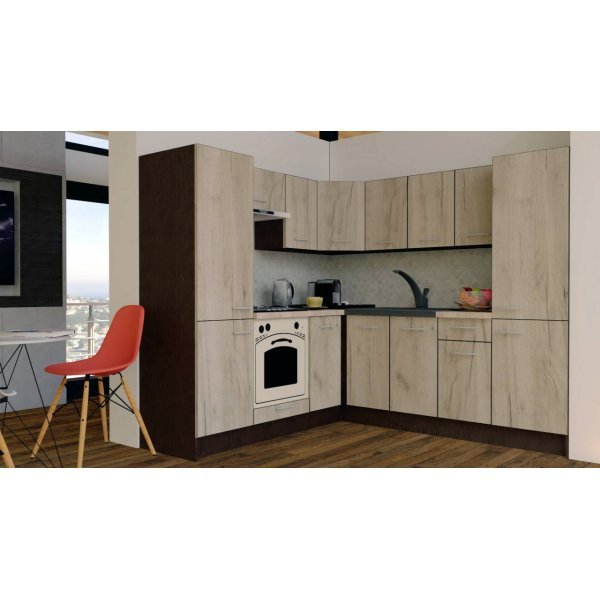 Bucatarie de Colt GENA NEW 11 ST. 210-230, Cu Corp de Cuptor, Wenge / Decor K002