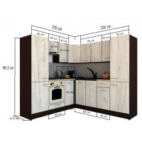 Bucatarie de Colt GENA NEW 11 ST. 210-230, Cu Corp de Cuptor, Wenge / Decor K352