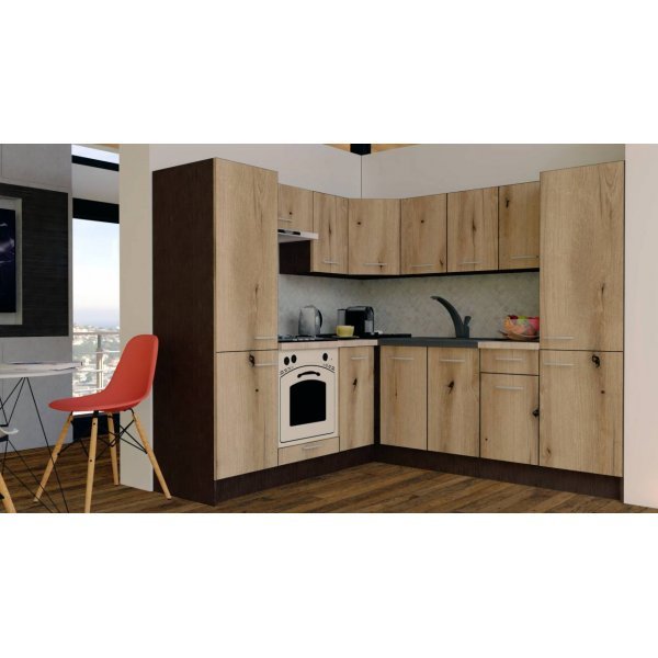 Bucatarie de Colt GENA NEW 11 ST. 210-230, Cu Corp de Cuptor, Wenge / Decor K365