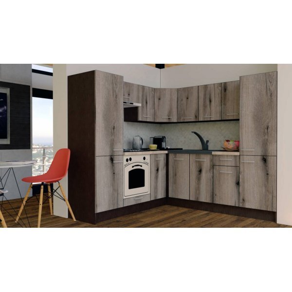 Bucatarie de Colt GENA NEW 11 ST. 210-230, Cu Corp de Cuptor, Wenge / Decor K366