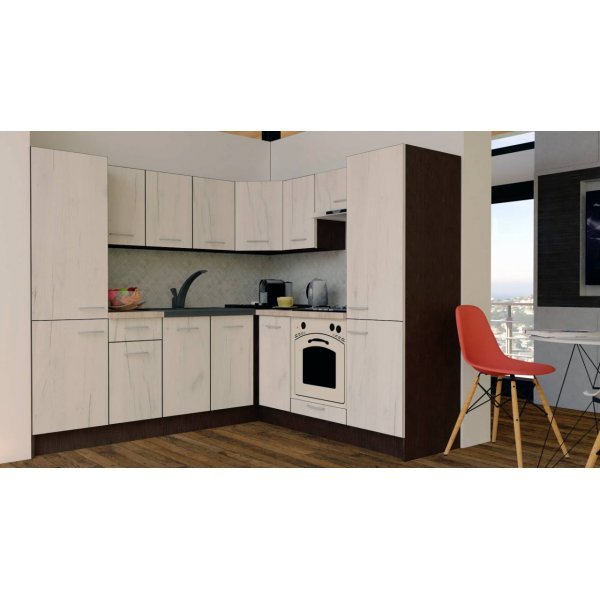 Bucatarie de Colt GENA NEW 11 DR. 210-230, Cu Corp de Cuptor, Wenge / Decor K001